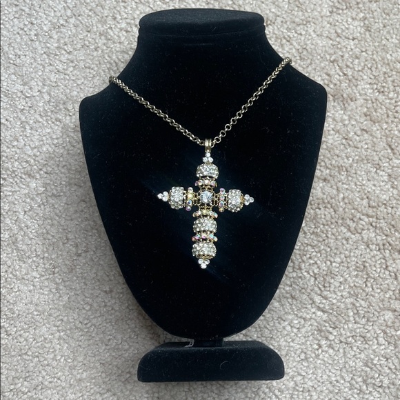 None Jewelry - Elegant Gold and Silver Cross Pendant Necklace